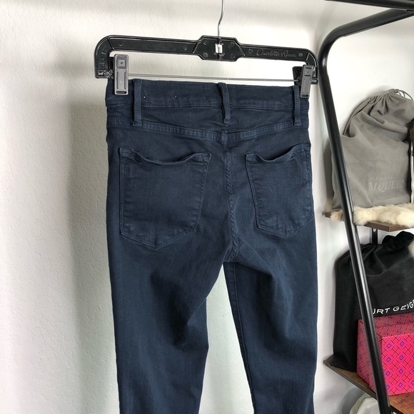 𝅺FRAME Le High Navy Skinny Raw Hem Jeans - Picture 6 of 9